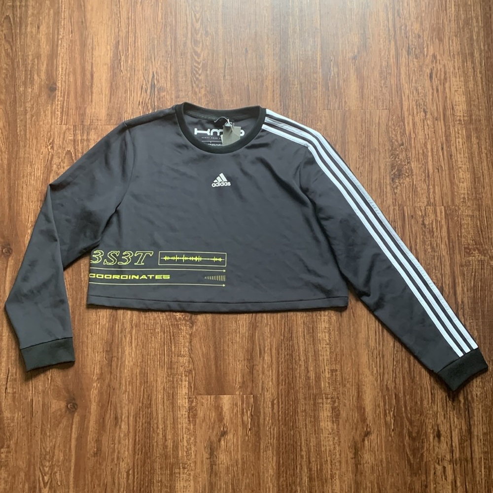 ADIDAS Cropped Sweatshirt Top Long Sleeve - Picture 2 of 11